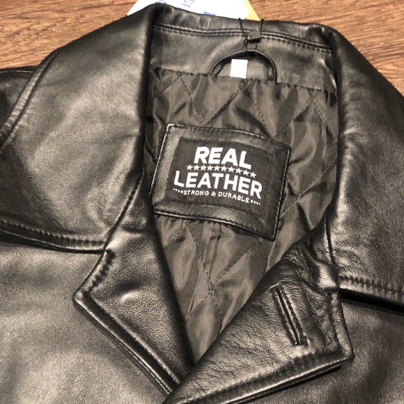 ❤️ Decrum real leather black button up coat New - Picture 3 of 5